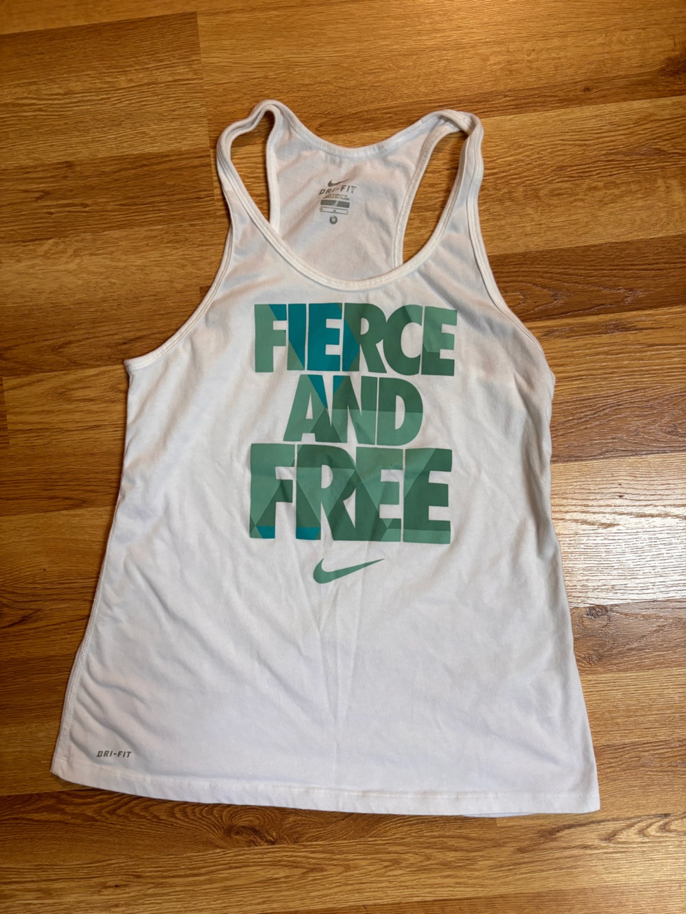 Nike Dri-Fit Fierce and Free White Racerback Tank Top Womens Size Medium